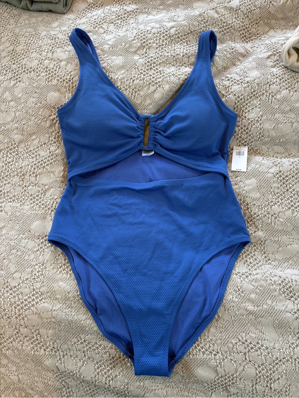 Old Navy Royal Blue Textured One-Piece Swimwear with Front Cutout